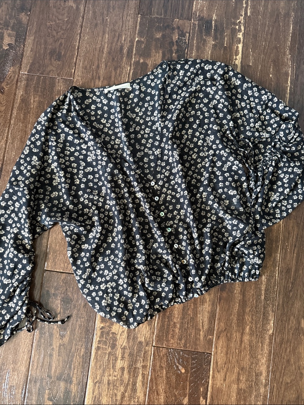 By Together Black Floral Button-Up Blouse